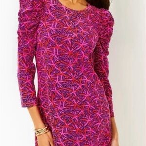 Lilly Pulitzer Steffie Dress Cotton in Passion Fruit Pink Star - medium NWT